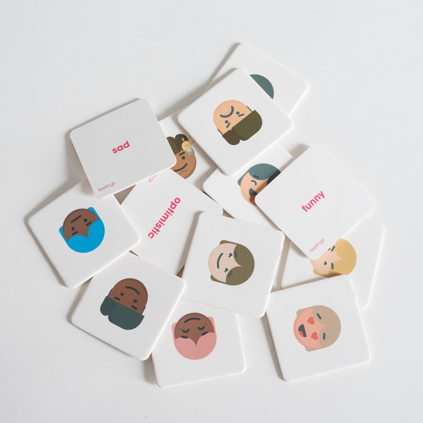 Feelings Pack tiles arranged loosely in a pile on white background