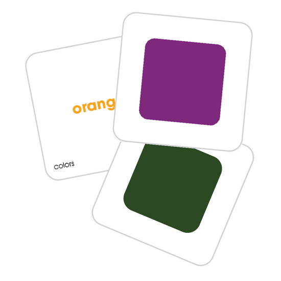 Three Color Pack tiles showing green and purple squares and the word orange